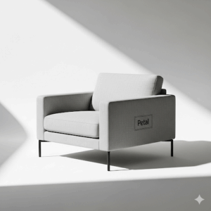 petal modern minimalist lounge chair – solid wood frame with linen upholstery