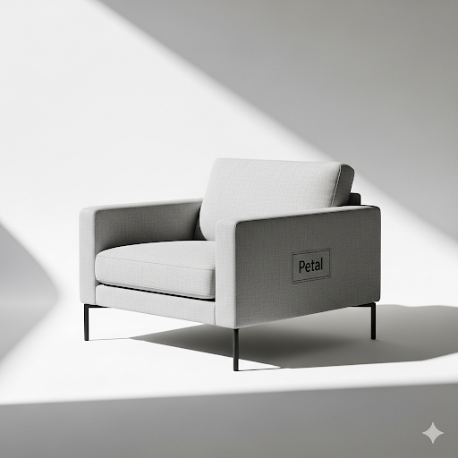 petal modern minimalist lounge chair – solid wood frame with linen upholstery