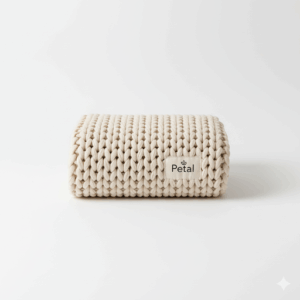 petal luxe knitted throw blanket – soft cotton yarn, modern cozy comforts collection