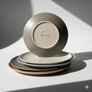 petal stoneware dinner plate set – 4 piece matte glazed ceramic plates, dining & kitchenware collection