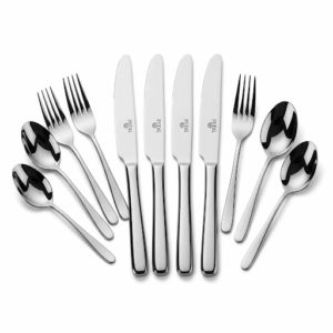 petal stainless steel cutlery set – 24 piece brushed finish flatware, dining & kitchenware collection