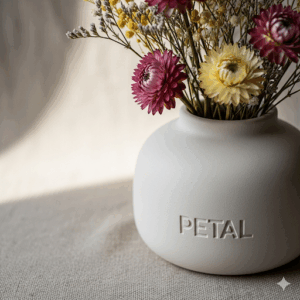petal ceramic vase – minimalist matte finish decorative flower vase, home décor essentials collection