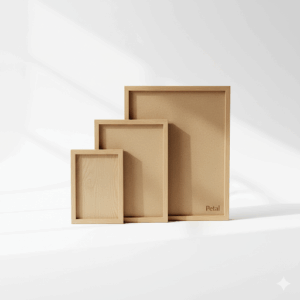 petal wooden wall art frame set – 3 piece natural wood minimalist décor, home décor essentials collection