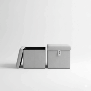 petal foldable storage ottoman – multi functional linen upholstered seat with hidden organizer, smart & functional living