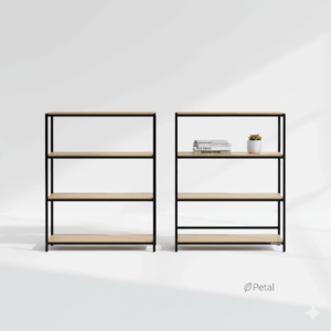 petal multi layer storage shelf – 4 tier metal frame organizer with wooden panels, smart & functional living collection